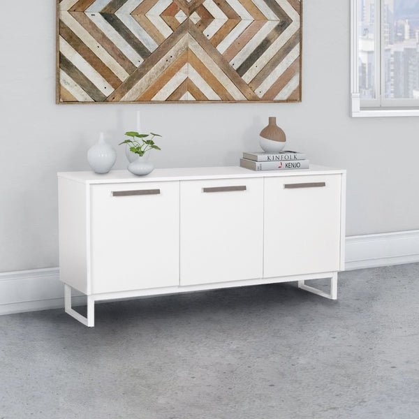 HomeRoots 59" Chic White Accent Cabinet with 6 Shelves – Stylish Storage Solution for Modern Spaces & Décor 568894