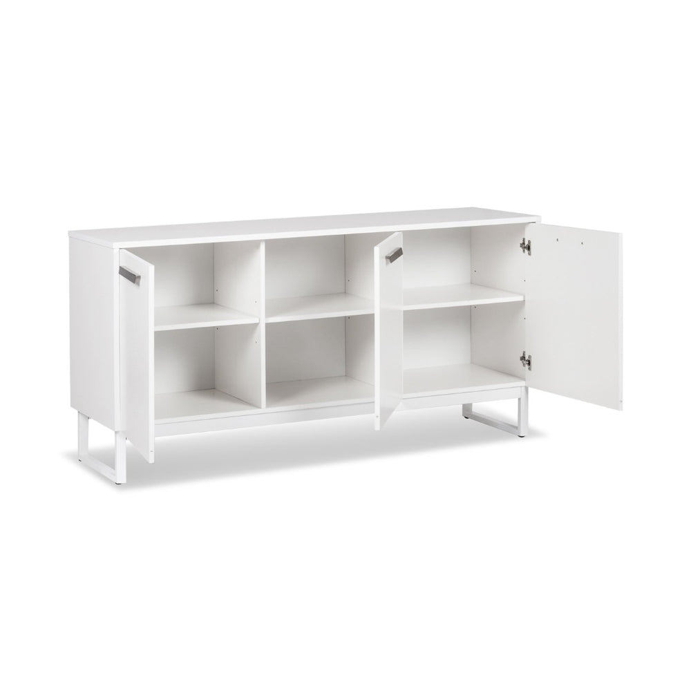 HomeRoots 59" Chic White Accent Cabinet with 6 Shelves – Stylish Storage Solution for Modern Spaces & Décor 568894