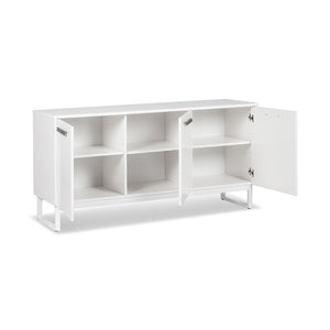 HomeRoots 59" Chic White Accent Cabinet with 6 Shelves – Stylish Storage Solution for Modern Spaces & Décor 568894