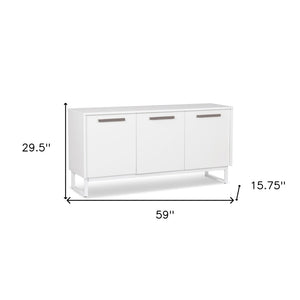 HomeRoots 59" Chic White Accent Cabinet with 6 Shelves – Stylish Storage Solution for Modern Spaces & Décor 568894