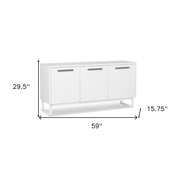 HomeRoots 59" Chic White Accent Cabinet with 6 Shelves – Stylish Storage Solution for Modern Spaces & Décor 568894