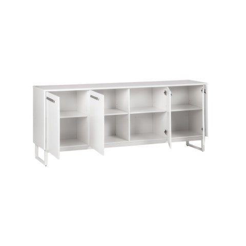 Homeroots 75" Elegant White Wood Console Cabinet With Four Doors - Stylish Storage Solution For Any Room  Manufactured Wood 568895