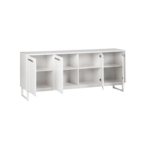 Homeroots 75" Elegant White Wood Console Cabinet With Four Doors - Stylish Storage Solution For Any Room  Manufactured Wood 568895