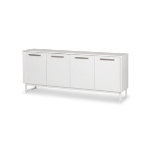 Homeroots 75" Elegant White Wood Console Cabinet With Four Doors - Stylish Storage Solution For Any Room  Manufactured Wood 568895