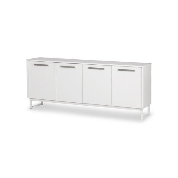 Homeroots 75" Elegant White Wood Console Cabinet With Four Doors - Stylish Storage Solution For Any Room  Manufactured Wood 568895