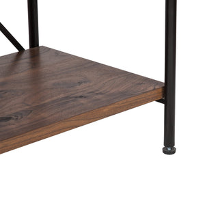 HomeRoots 65" Walnut Black Industrial Open Shelving TV Stand - Stylish Storage, Cable Management & Versatile Design 568896