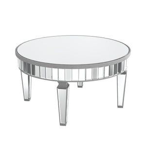 Homeroots 32" Silver Mirrored Glass Round Coffee Table   568899