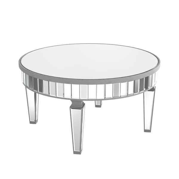 Homeroots 32" Silver Mirrored Glass Round Coffee Table   568899