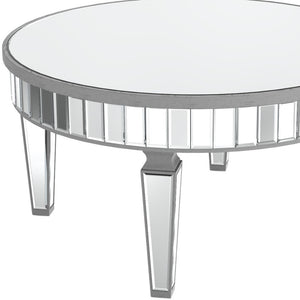 Homeroots 32" Silver Mirrored Glass Round Coffee Table   568899