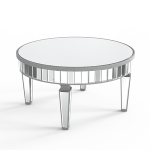 Homeroots 32" Silver Mirrored Glass Round Coffee Table   568899