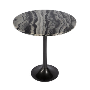Butler Specialty Paxton Round Marble Side Table - Unique Black Flower Design For An Upscale Living Space Décor Black And White Iron,Marble,Mdf 5689025-butler
