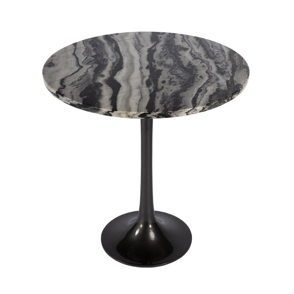 Butler Specialty Paxton Round Marble Side Table - Unique Black Flower Design For An Upscale Living Space Décor Black And White Iron,Marble,Mdf 5689025-butler