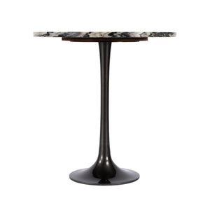 Butler Specialty Paxton Round Marble Side Table - Unique Black Flower Design For An Upscale Living Space Décor Black And White Iron,Marble,Mdf 5689025-butler