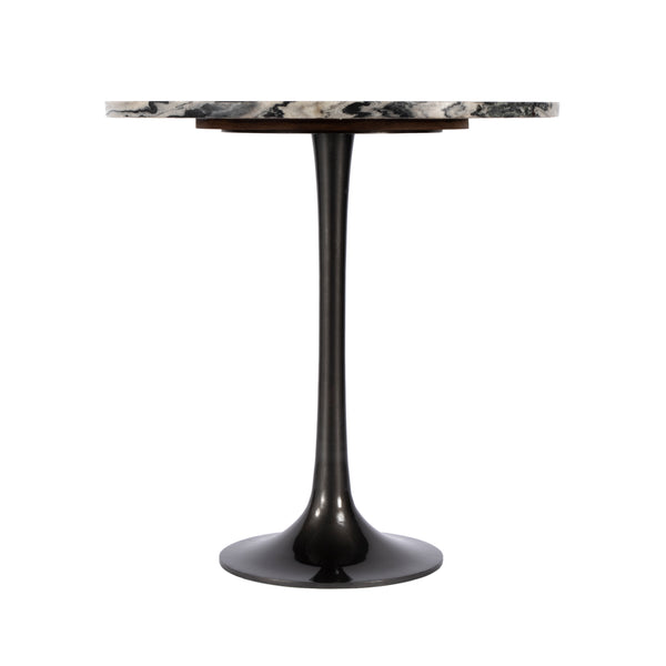 Butler Specialty Paxton Round Marble Side Table - Unique Black Flower Design For An Upscale Living Space Décor Black And White Iron,Marble,Mdf 5689025-butler