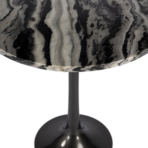 Butler Specialty Paxton Round Marble Side Table - Unique Black Flower Design For An Upscale Living Space Décor Black And White Iron,Marble,Mdf 5689025-butler