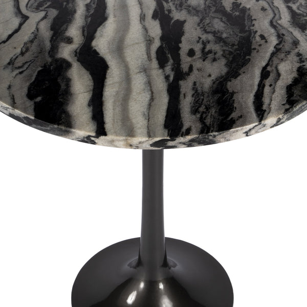 Butler Specialty Paxton Round Marble Side Table - Unique Black Flower Design For An Upscale Living Space Décor Black And White Iron,Marble,Mdf 5689025-butler
