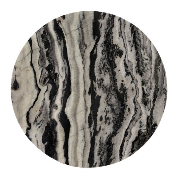 Butler Specialty Paxton Round Marble Side Table - Unique Black Flower Design For An Upscale Living Space Décor Black And White Iron,Marble,Mdf 5689025-butler