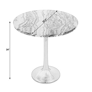 Butler Specialty Paxton Round Marble Side Table - Unique Black Flower Design For An Upscale Living Space Décor Black And White Iron,Marble,Mdf 5689025-butler