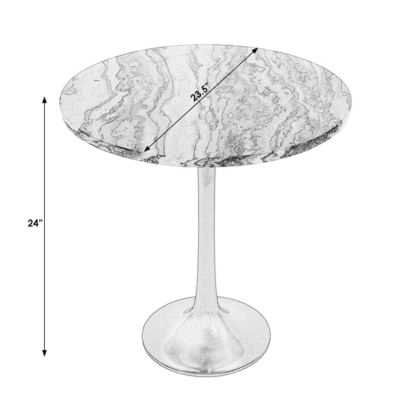 Butler Specialty Paxton Round Marble Side Table - Unique Black Flower Design For An Upscale Living Space Décor Black And White Iron,Marble,Mdf 5689025-butler