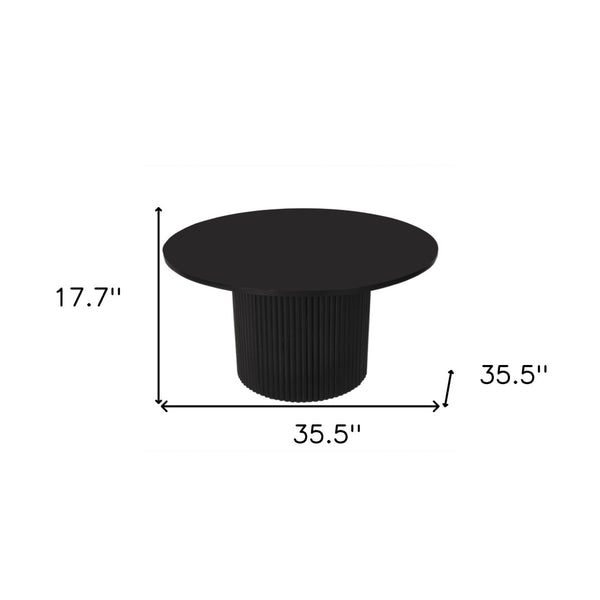 Homeroots 36" Black Solid Wood Round Pedestal Coffee Table - Stylish Design To Elevate Your Living Space Decor   568902