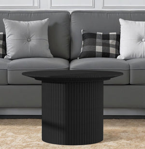 Homeroots 35" Black Wood Round Pedestal Coffee Table   568903
