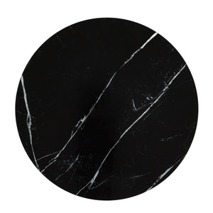 Homeroots 35" Silver And Black Mirrored Glass And Faux Marble Round Coffee Table   568904