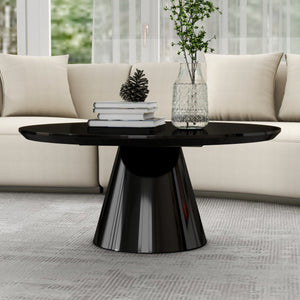 Homeroots 35" Black Wood Round Pedestal Coffee Table   568905