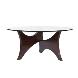 Homeroots 35" Clear And Brown Glass And Wood Round Coffee Table   568906