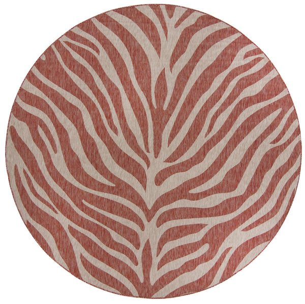 Unique Loom Outdoor Safari Tsavo Machine Made Animal Print Rug Rust Red, Ivory/Gray 10' 0" x 10' 0"