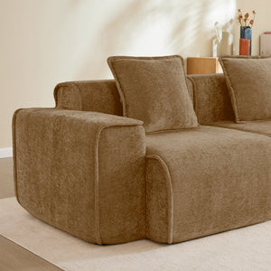 English Elm Streamlined Velvet Modular L-shape Sectional Sofa with Cloud Foam and French Piping Brown W3041S00371