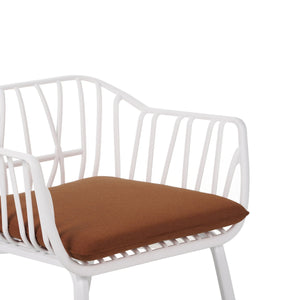 English Elm Christopher Knight Home® - Huron Outdoor PP Club Chair with Waterproof Olefin Cushions, Durable Plastic Frame and Iron Legs - Weather-Resistant Patio Seating Set Brown,White N775P178198W