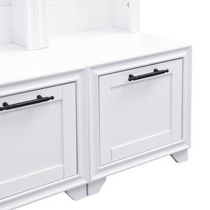 English Elm On-Trend Elegant Hall Tree Set Of 2 - 3-In-1 Entryway Coat Rack With Bench, Drawers & Hooks, White N721P249242K-GIGA