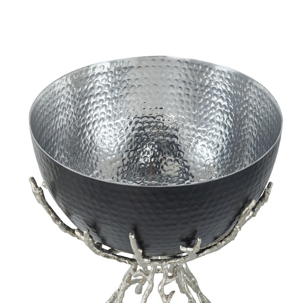 English Elm 11x11x13.8" Aluminum Twig Stand Bowl Nickel Matte Black Organic Modern Centerpiece W2078P489709
