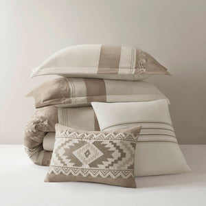 English Elm 5-piece Micro Suede Comforter Set with Geometric Embroidery for Full Queen Beds B035P408734