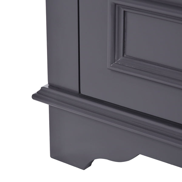 English Elm 24'' Bathroom Vanity with Ceramic Sink Combo Modern Freestanding MDF Cabinet with Soft-Close Doors and Sleek Silver Handles for Spacious Organized Bathroom Storage Blue Gray N710P194893C