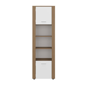 English Elm Dupont Tall Bookcase with Lower Cabinet Five Shelves Two-tone Modern Display B092P474473