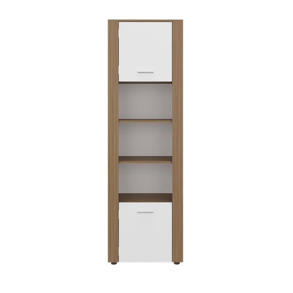English Elm Dupont Tall Bookcase with Lower Cabinet Five Shelves Two-tone Modern Display B092P474473