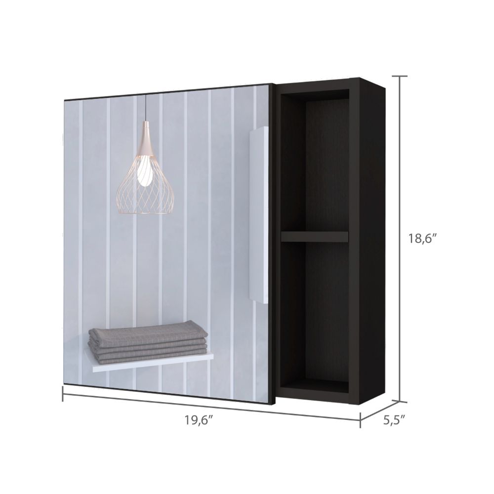 English Elm Medicine Mirrored Wall Cabinet with Raised Top, Modular External Shelves & Three Interior Shelves for Organized Storage and Stylish Bathroom Functionality Black 23.62 L x 19.68 W x 5.91 H B097133142