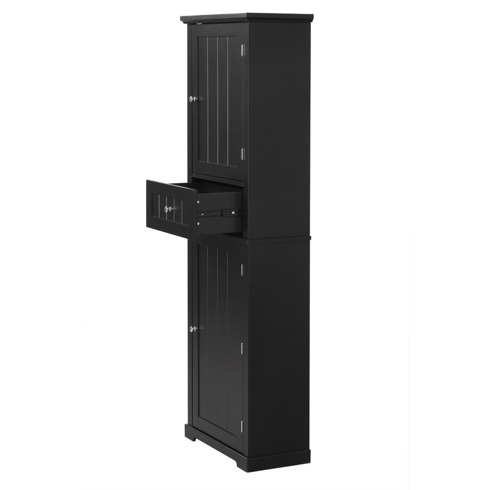 English Elm Tall Bathroom Storage Cabinet - Sleek Freestanding Organizer With Drawer & Adjustable Shelf, Black N725P206890B-GIGA