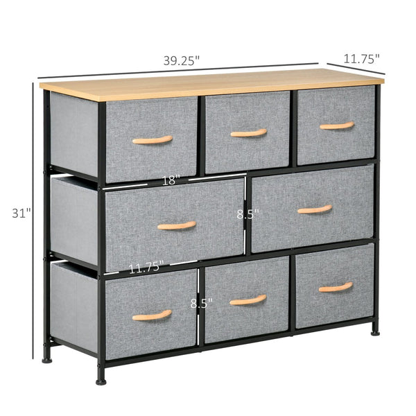 English Elm Fabric Eight Drawer Steel Frame Storage Tower for Bedroom Entryway Organization T3971P415891