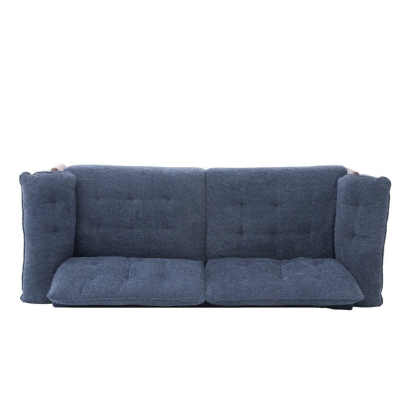 English Elm 83.5 In. Three Seat Boucle Sofa with Looped Texture and Lumbar Support for Living Rooms Navy Blue N773IS00096N