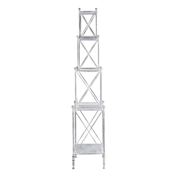 English Elm 25.5x17x80.5" Iron Etagere Three Tier Antique Shelf Twisted Rope Detail Tall Storage W2078P452902