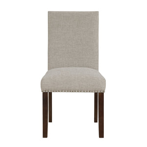 English Elm Classic Five Piece Acacia Veneer Dining Set with Nailhead Parsons Chairs for Eight Dark Brown,Taupe B011S02248
