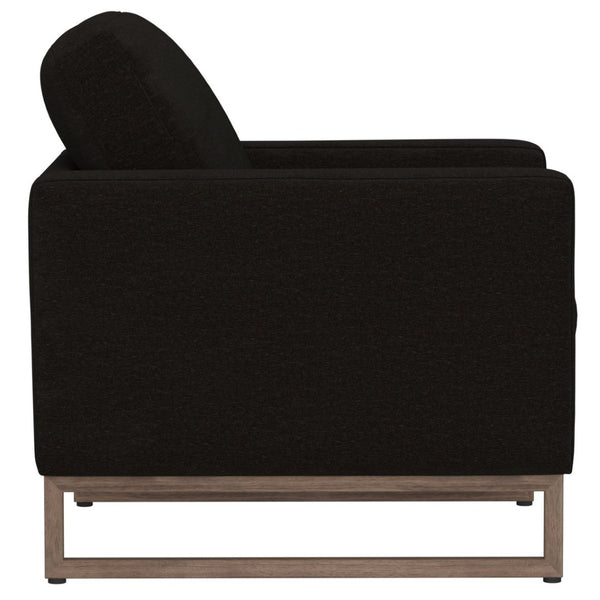 English Elm Black Upholstered Accent Chair Sled Base Minimalist Design for Living Room Office B2709P482534
