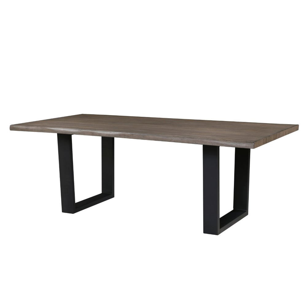 English Elm Black Metal Base Oak Veneer Rectangular Dining Table Seats 6 Modern Open Plan B011S01604