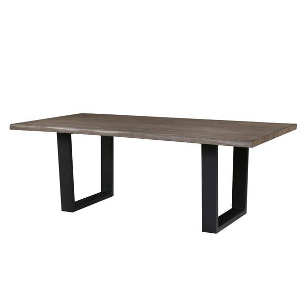 English Elm Modern Oak Veneer Dining Table with Six Cream Upholstered Chairs Black Metal Base B011S01606