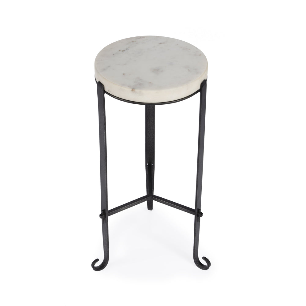 Butler Specialty Freya Elegant Marble Top Accent Table With Black Iron Frame, Perfect For Any Stylish Living Space Black And White Iron,Marble 5690389-butler