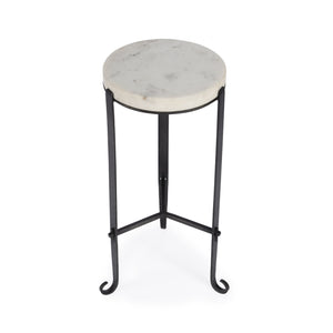 Butler Specialty Freya Elegant Marble Top Accent Table With Black Iron Frame, Perfect For Any Stylish Living Space Black And White Iron,Marble 5690389-butler