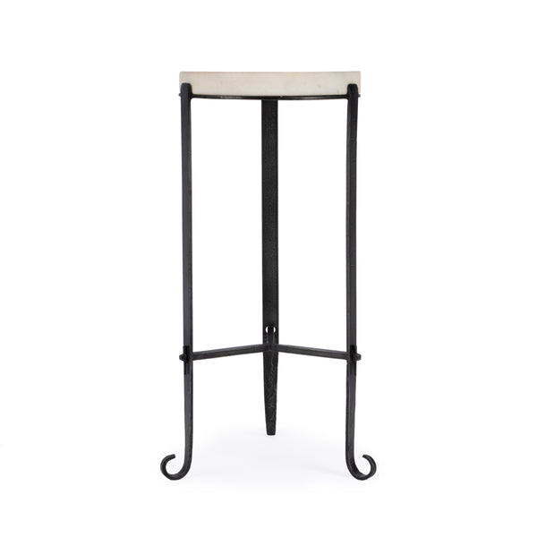 Butler Specialty Freya Elegant Marble Top Accent Table With Black Iron Frame, Perfect For Any Stylish Living Space Black And White Iron,Marble 5690389-butler