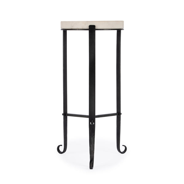 Butler Specialty Freya Elegant Marble Top Accent Table With Black Iron Frame, Perfect For Any Stylish Living Space Black And White Iron,Marble 5690389-butler